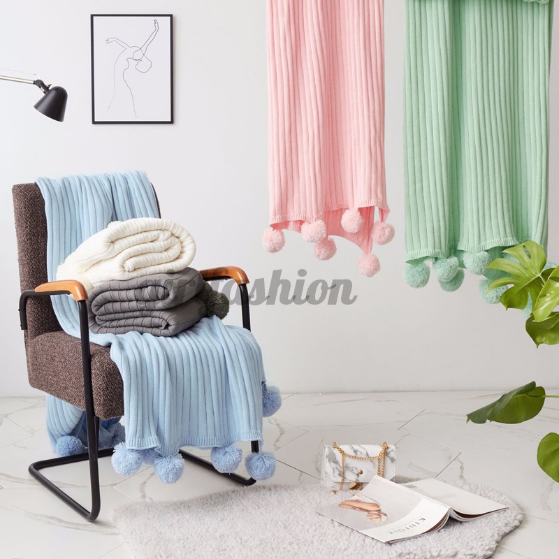 Chăn Đan Len Cotton Dùng Trang Trí Ghế Sofa Giường Ngủ