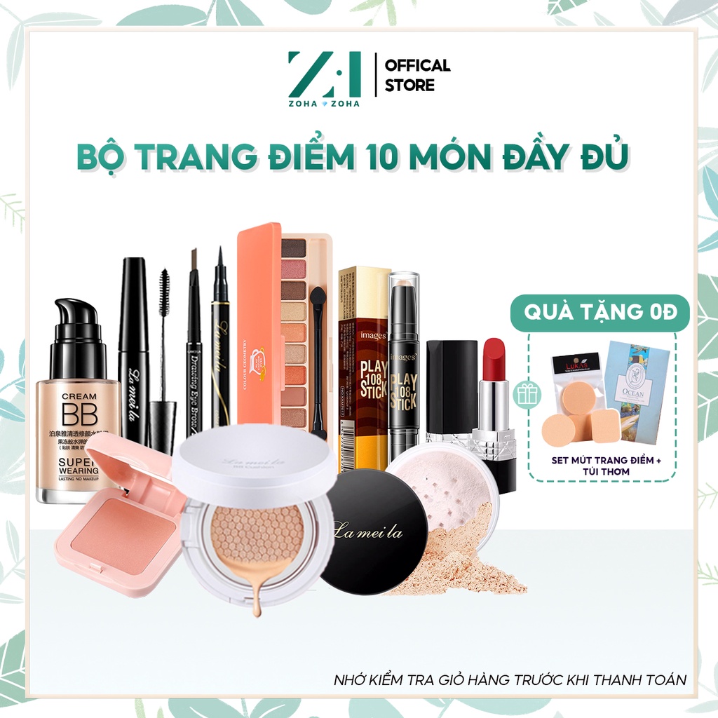 Bộ trang điểm đầy đủ 10 món cơ bản từ a-z, set trang điểm cá nhân tiện lợi BICCOSMETIC
