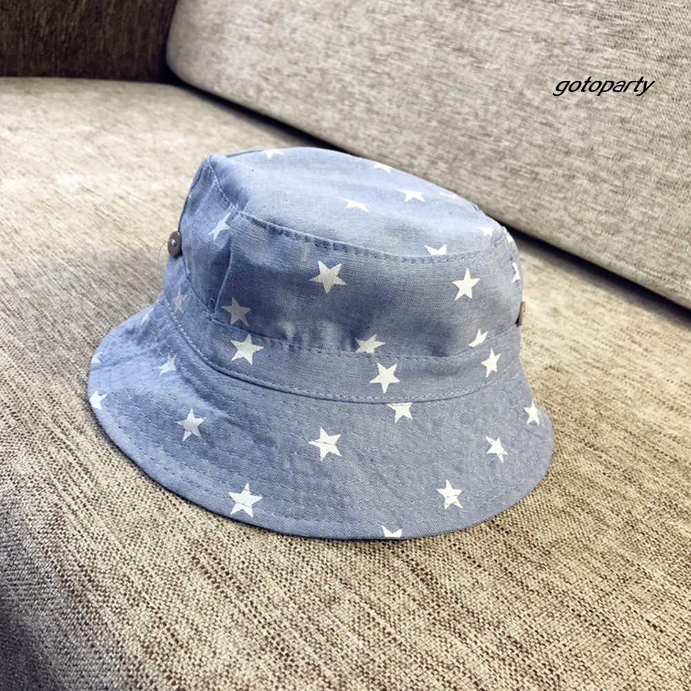 GOTO-H  Star Print Soft Cotton Summer Baby Sun Cap Infant Boys Girls Denim Bucket Hat