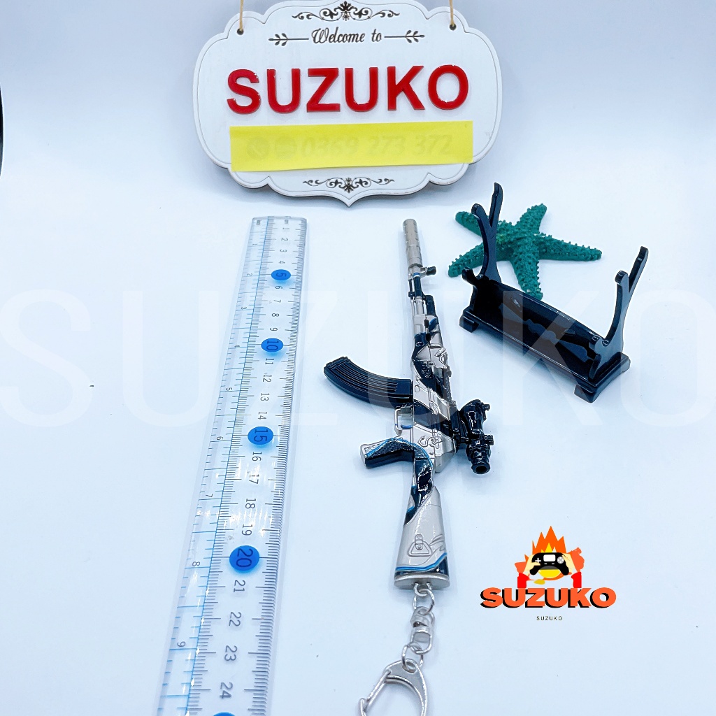 Mô hình AKM pubg kim loại lắp ráp mini Skin Ghost 21cm đồ chơi lắp ghép Tặng kệ đỡ trưng bày