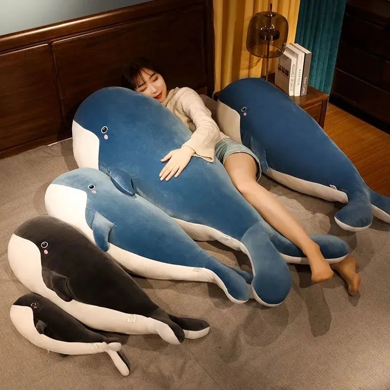 Cá Voi Nhồi Bông Mềm Mại Kích Thước 80cm/100cm