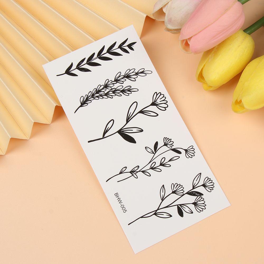 Hình Xăm Dán Tạm Thời Thời Trang Chống Nước Dễ Sử Dụng Hình Hoa Trắng Đen Cho Nữ