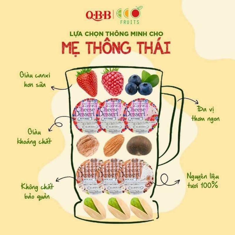 [Kèm gel đá] Phô Mai QBB Trái cây, hạt dinh dưỡng Nhật Bản 90gr (Date mới 2023)