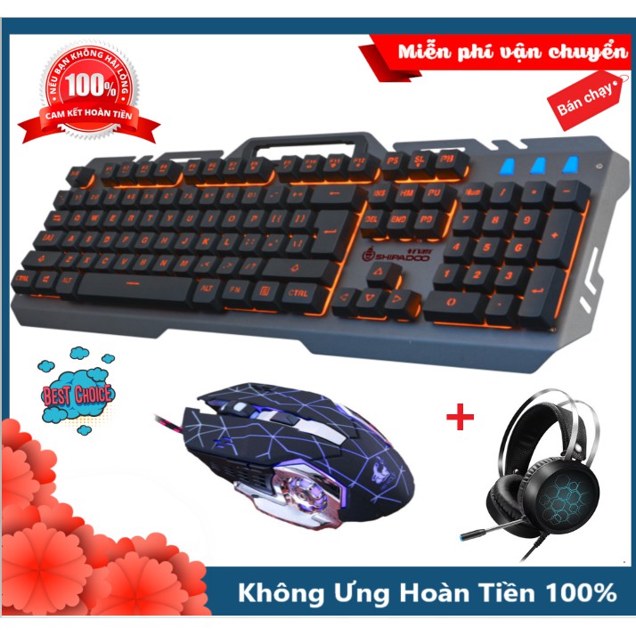 X-ONE SHOP [COMBO GAMING] Bộ Phím T21 LED Chuột RBG V5 Và Tai Nghe Chụp Tai HI200 Giải Trí Đỉnh Cao