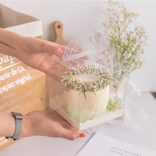 Hộp mica đựng bánh cuộn, bánh kem kèm đế lót