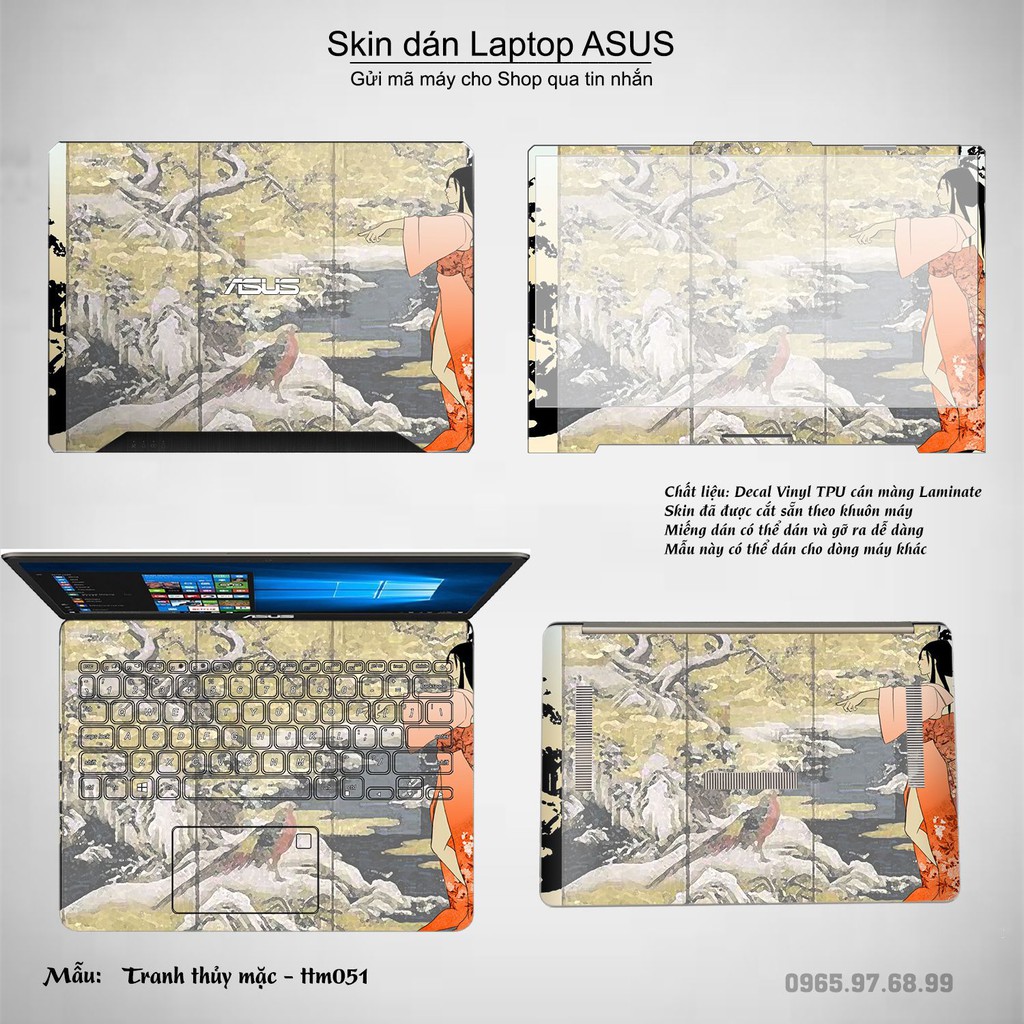 Skin dán Laptop Asus in hình Tranh thủy mặc nhiều mẫu 2 (inbox mã máy cho Shop)