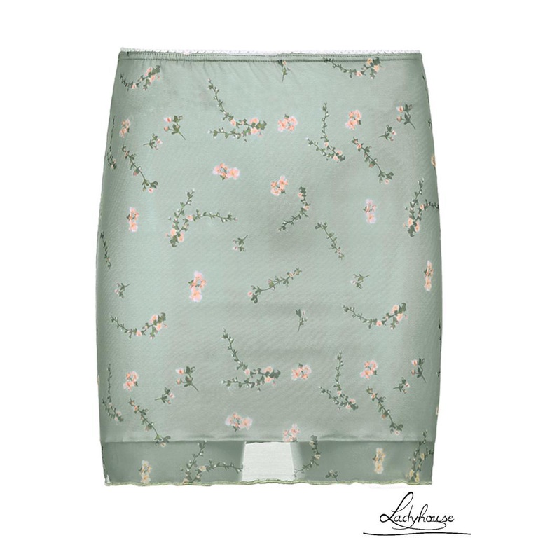 Chân Váy Bút Chì Lưng Cao Phối Lưới In Họa Tiết Hoa Phong Cách Cổ Điển Thời Trang Cho Nữ