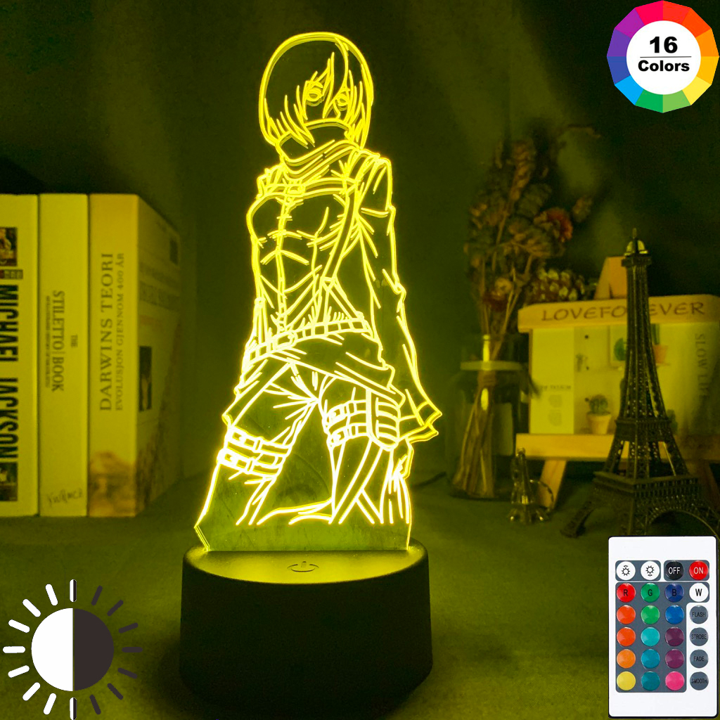 3d Lamp Attack on Titan Mikasa Ackerman Figure Kids Nightlight for Room Decoration Led Color Changing Night Light Anime Gift