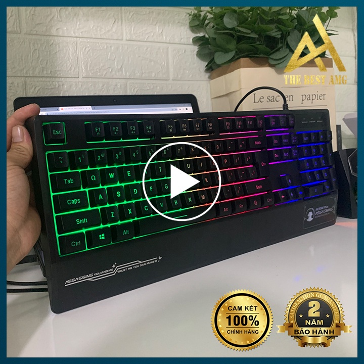 Bàn Phím Máy Tính Gaming Keycap Xuyên Led Đổi Màu Assassins AK5000 Bàn Phím Giả Cơ Laptop Có Dây Keyboard Chơi Game