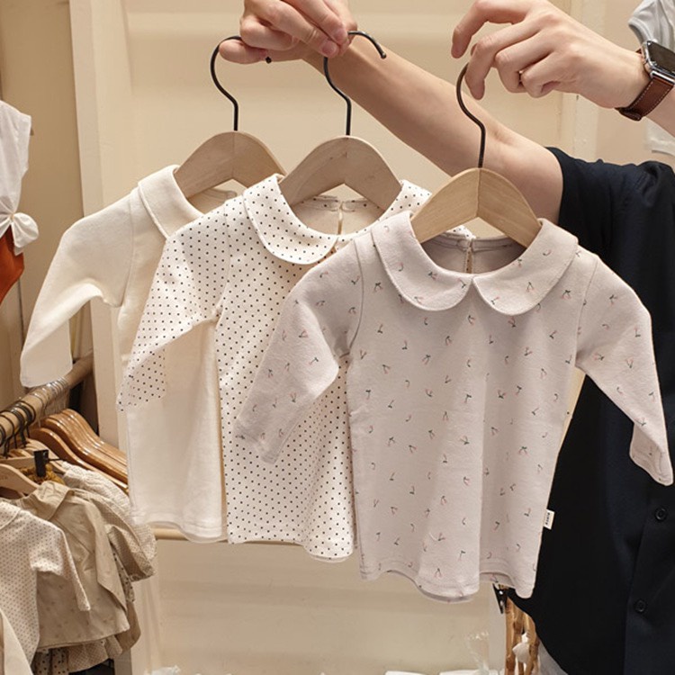 Áo nỉ dài thu đông bé gái cổ hoa,chất mềm mịn dễ mix đồ style Hàn