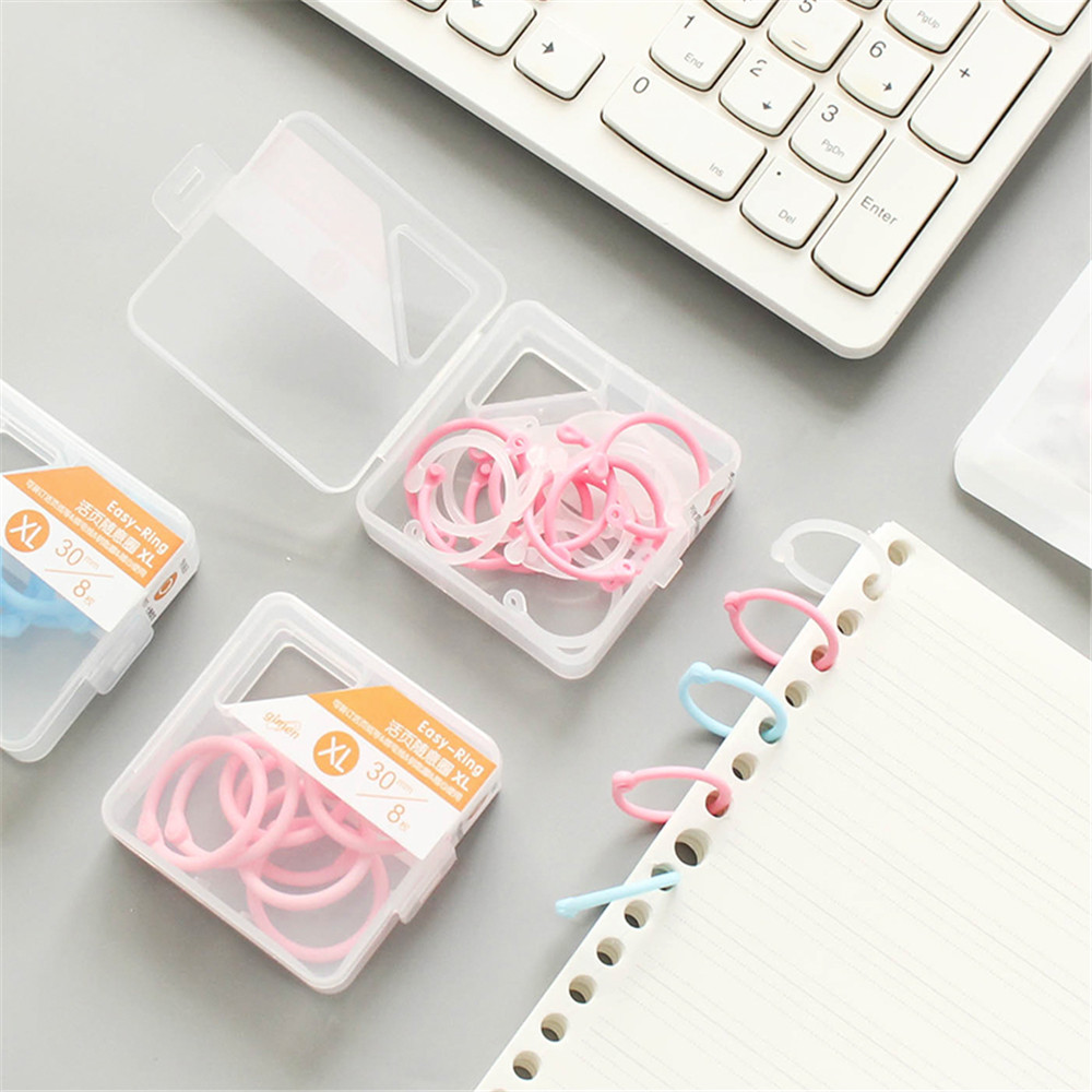 Set 10 vòng nhựa xỏ gáy sổ tay ghi chép nhiều màu sắc tiện lợi