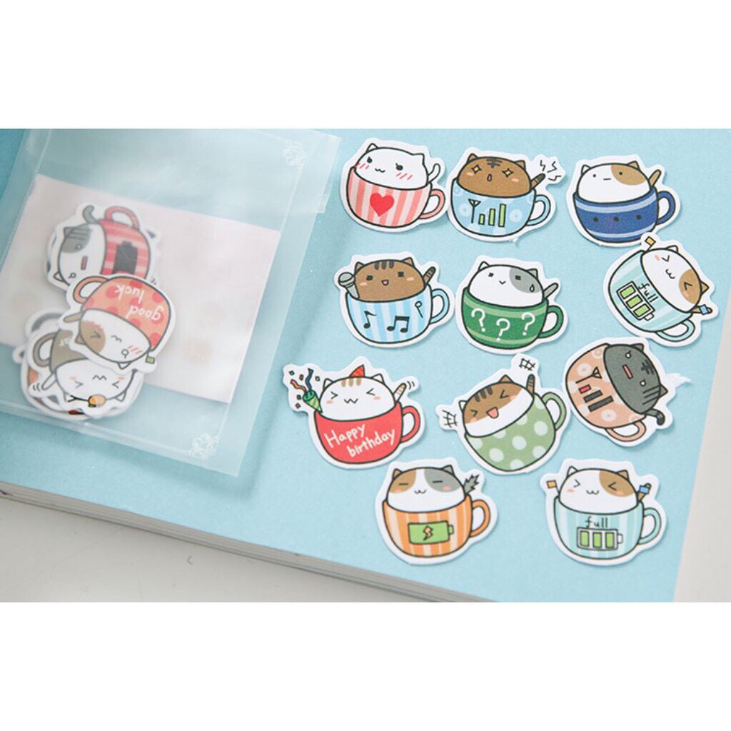 Sticker Bịch Mèo Ly Cảm Xúc Cute
