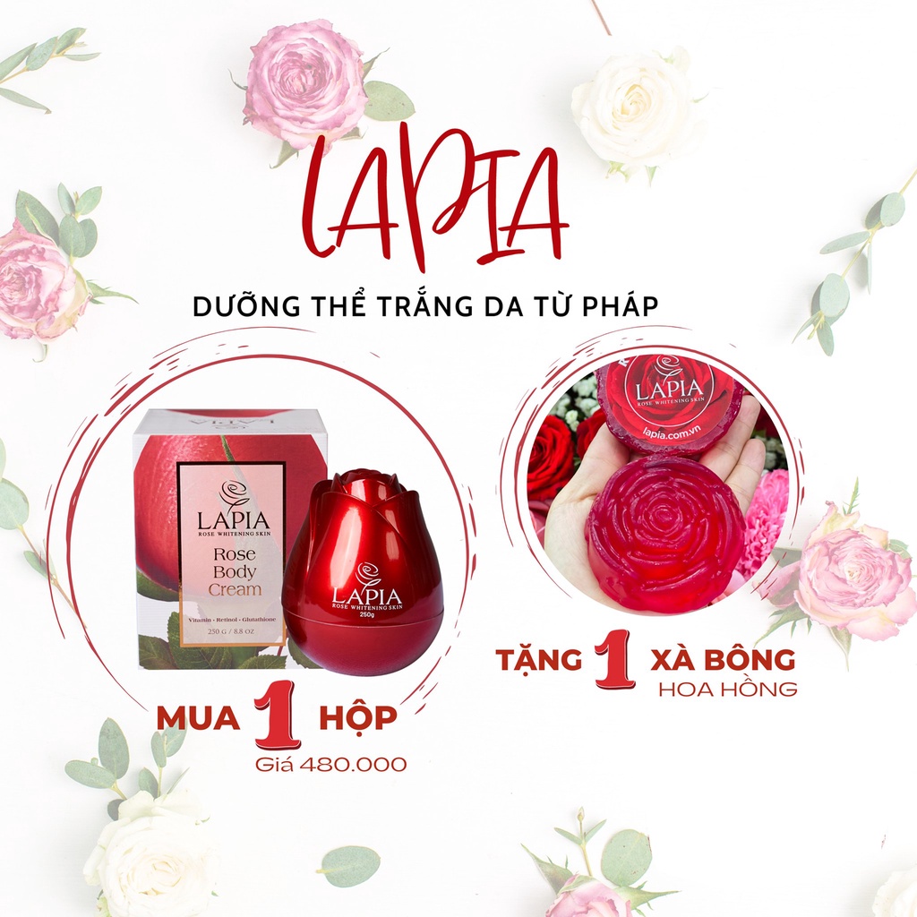 Kem dưỡng trắng da Body chiết xuất từ hoa hồng LAPIA - 250g