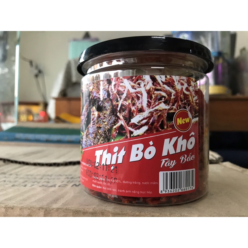 Thịt bò khô Tây Bắc ăn vặt thơm ngon (Hũ 180g)