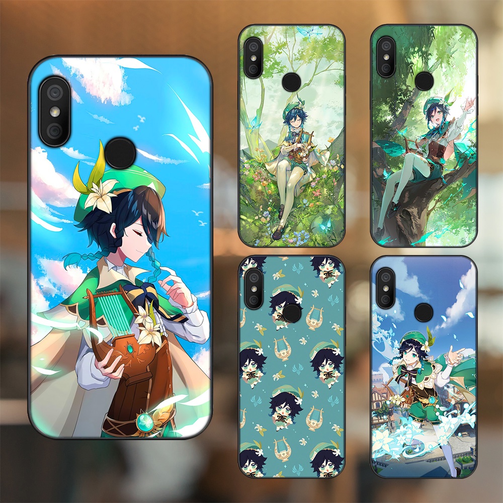 Ốp lưng Xiaomi Redmi 6 Pro, Mi A2 Lite viền đen in hình Venti Genshin Impact