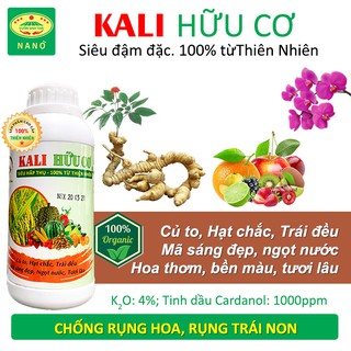 Phân bón KALI HỮU CƠ siêu hấp thụ 500ml. Củ to, Hạt chắc, Trái đều, mọng nước. Hoa tươi sắc, bền lâu