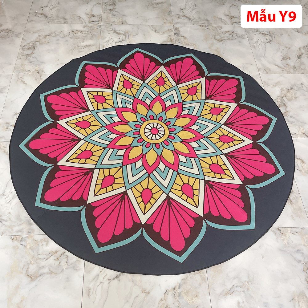 THẢM TRÒN YOGA 1M8 - THẢM MANDALA - ĐẾ CAO SU CHỐNG THẤM - TRƠN TRƯỢT