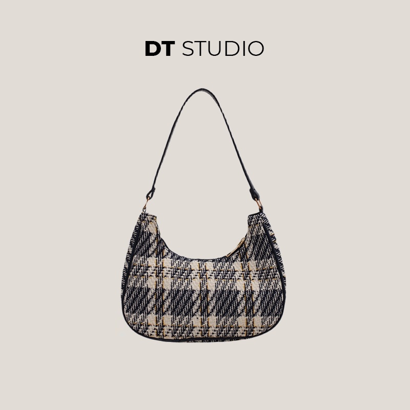 Túi xách tay túi đeo vai nữ DTSTUDIO vải dạ tweed caro thời trang thanh lịch