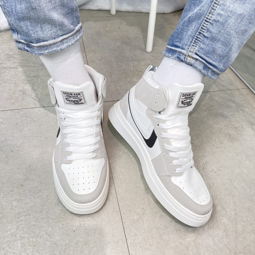 Sneaker Nam Giày Bóng Rổ nam cổ cao trắng- Ảnh thật