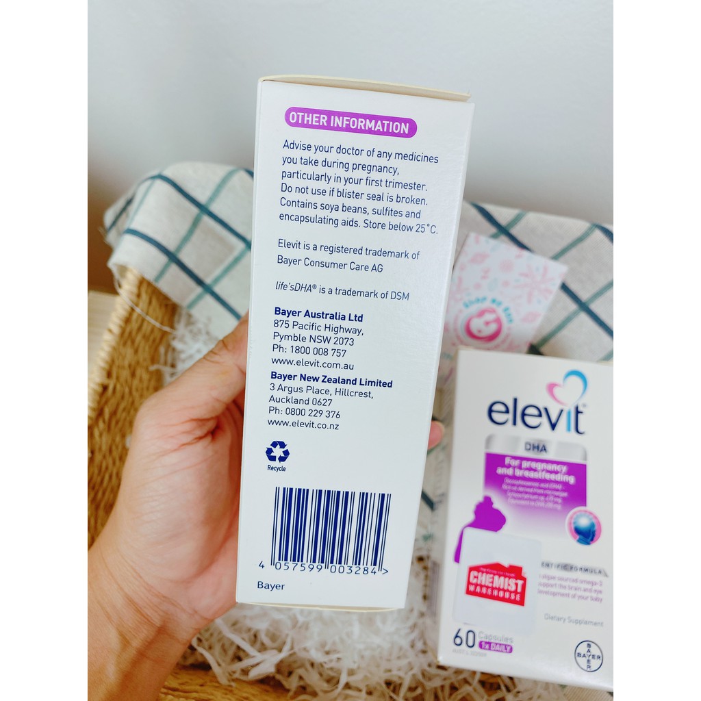 [Có Tem Chemist] Elevit DHA for Pregnancy and Breastfeeding, Elevit DHA bầu, Elevit DHA sau sinh 60v (Date 11/2021)