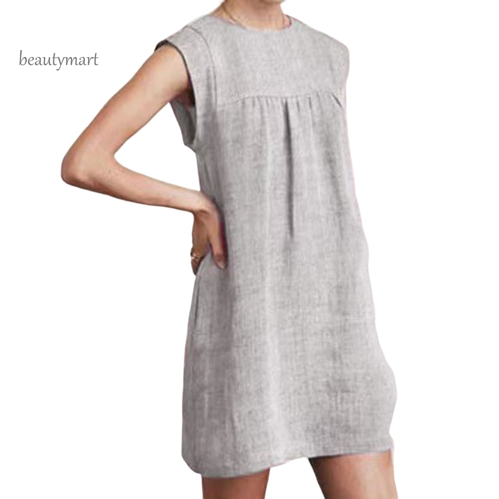 Đầm Ngắn Không Tay Dáng Suông Rộng Thoải Mái Thời Trang Cho Nữ