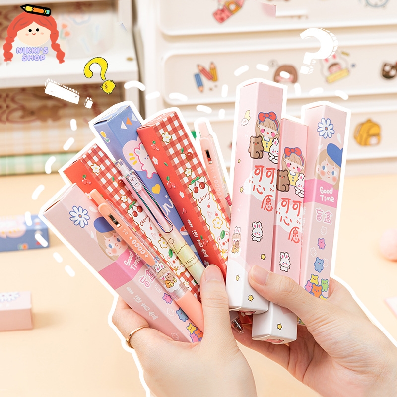 Hộp bút gel 0.5mm NIKKI họa tiết đáng yêu