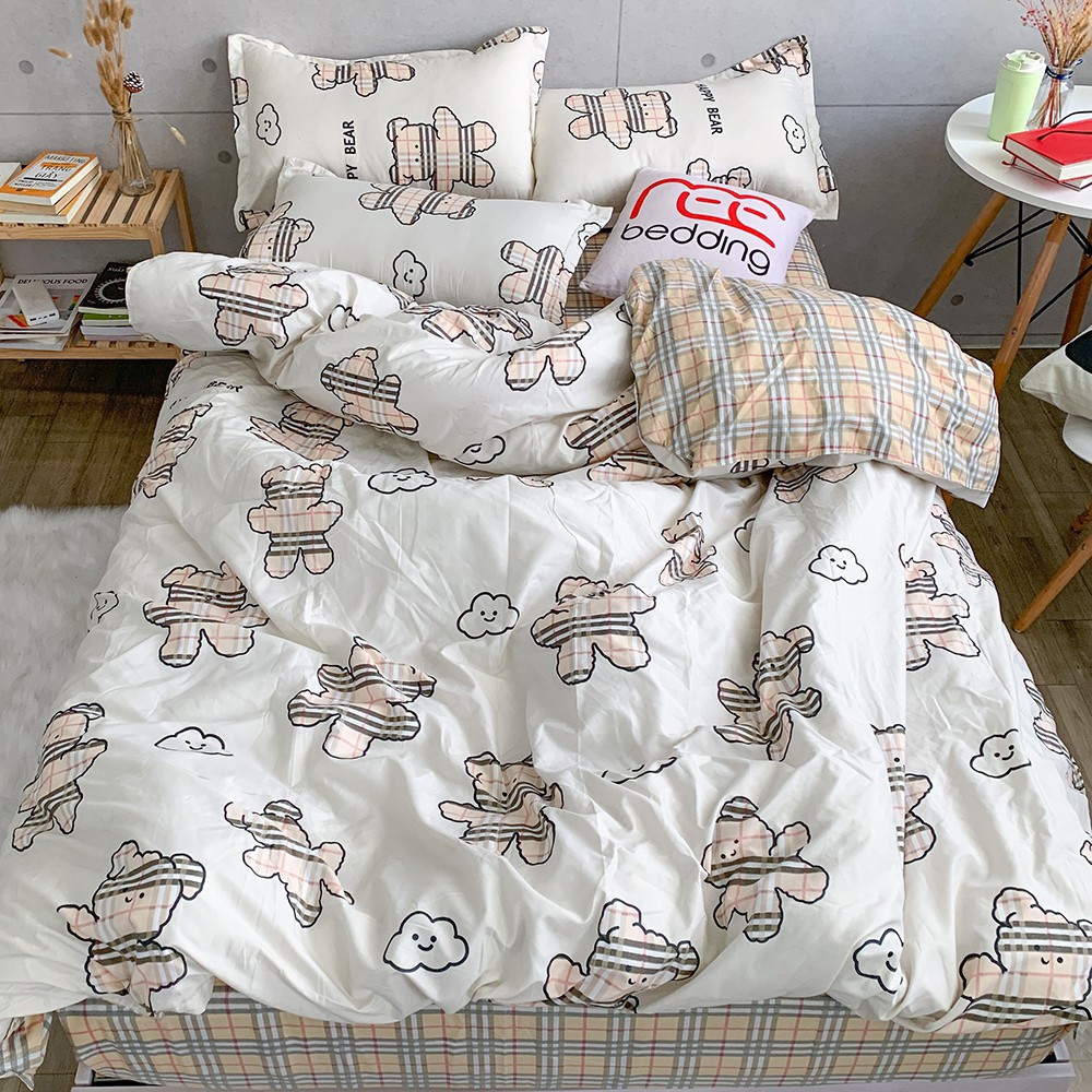 Bộ chăn ga gối Poly Cotton REE Bedding họa tiết gấu trắng ullzang hàn quốc đủ size giường nệm PLC101