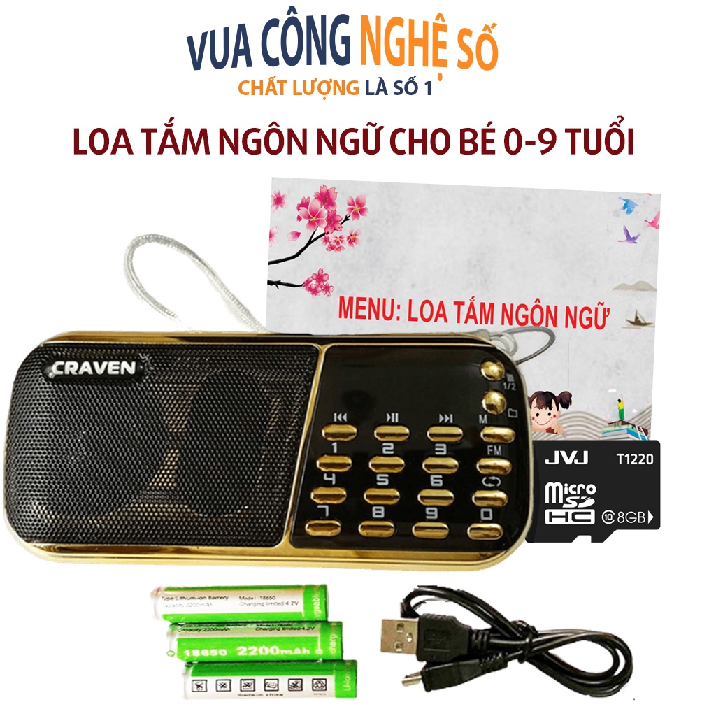 Loa tắm ngôn ngữ cho bé, đài nghe tiếng anh thơ truyện cho bé từ 0-9 tuổi, nghe radio FM craven 853/ 836s