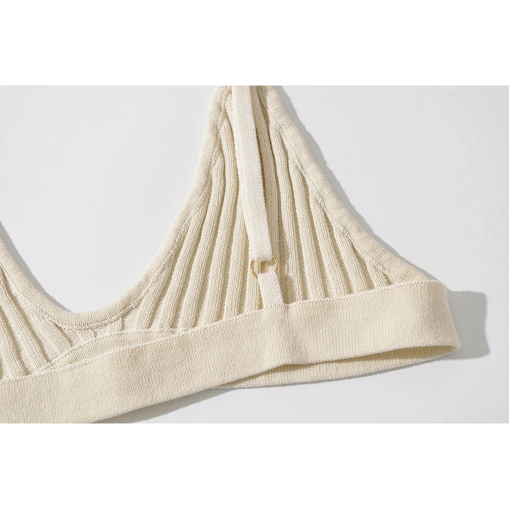 DUNEA Set áo hai dây và đầm tay dài cổ chữ V xẻ sâu dệt kim phong cách quyến rũ thời trang dành cho nữ