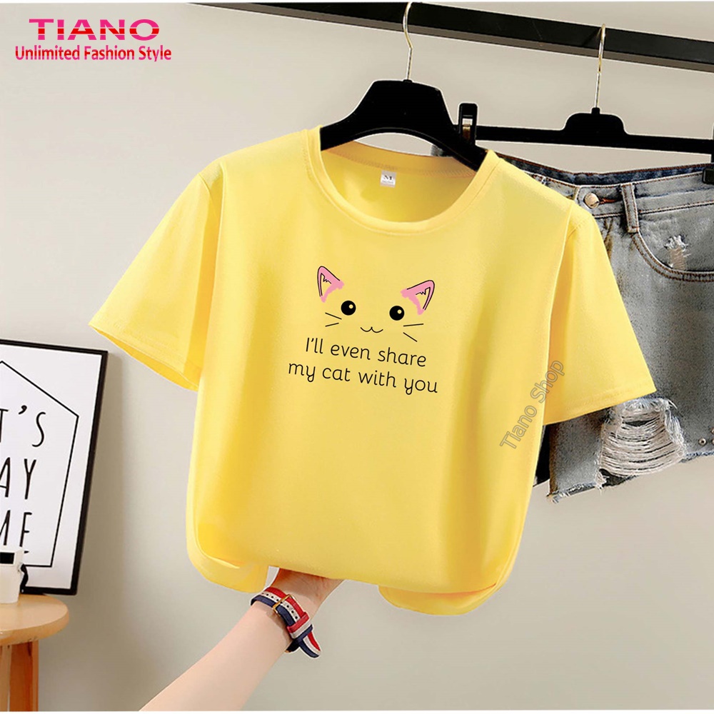 Áo Thun Tay Ngắn Tai Mèo AT-053 - Tiano - Phù Hợp Mọi Vóc Dáng - Áo Thun Nam - Áo Thun Nữ