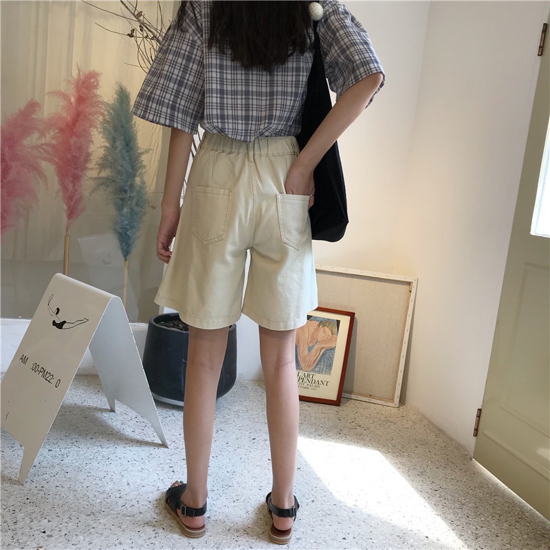 Quần short nữ, quần Jean Ống Rộng Lưng Cao GÀI EO Ulzzang Unisex mặc lên cực tôn dáng