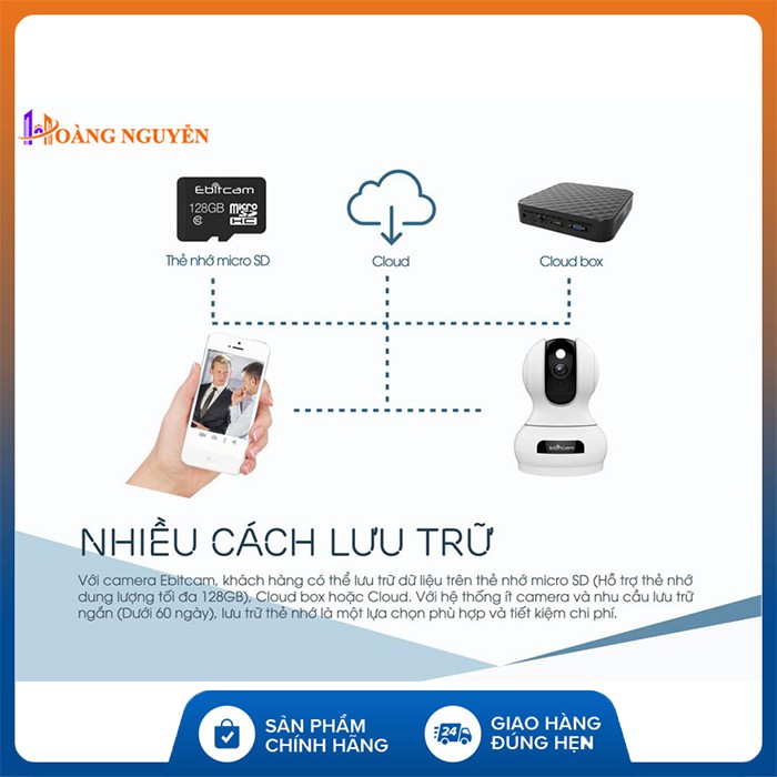 [CHÍNH HÃNG] Camera Wifi Ebitcam E3 Full HD 1080P 2MP - Phát Hiện Chuyển Động, Đàm Thoại 2 Chiều, Xoay 360 độ | BigBuy360 - bigbuy360.vn