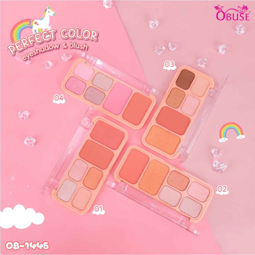 Bảng phấn mắt má hồng bắt sáng Thái lan 6 màu mềm lung linh 14.8g OB1445 Obuse Perfect Color Eyeshadow Blush❤️