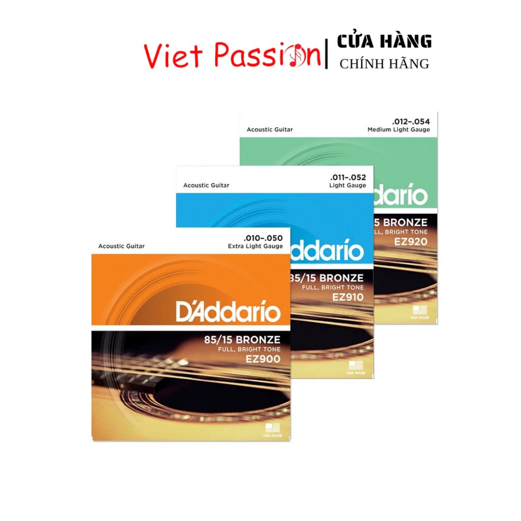 Dây đàn guitar acoustic D'addario Chính Hãng EXP26 EZ910 EJ13 EZ900 EZ920 dây sắt Viet Passion