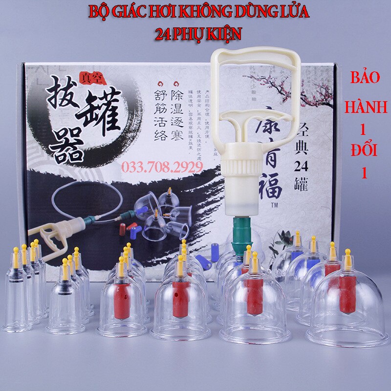 Bộ Giác Hơi 24 Phụ Kiện Không Dùng Lửa, Giác Hơi Tại Nhà An Toàn, Dễ Sử Dụng, Bảo Hành Toàn Quốc