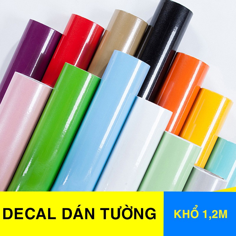 Giấy dán tường decal các mẫu màu trơn: Cam, Xanh, Vàng, Hồng, Xám [HÀNG CHẤT LƯỢNG] có sẵn keo mặt sau - khổ 1,2m