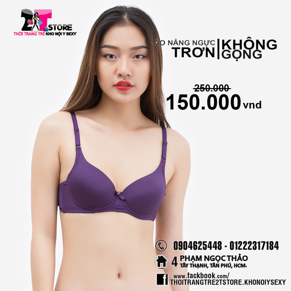 Áo Nâng Ngực Cotton Không Gọng Trơn (Tím)