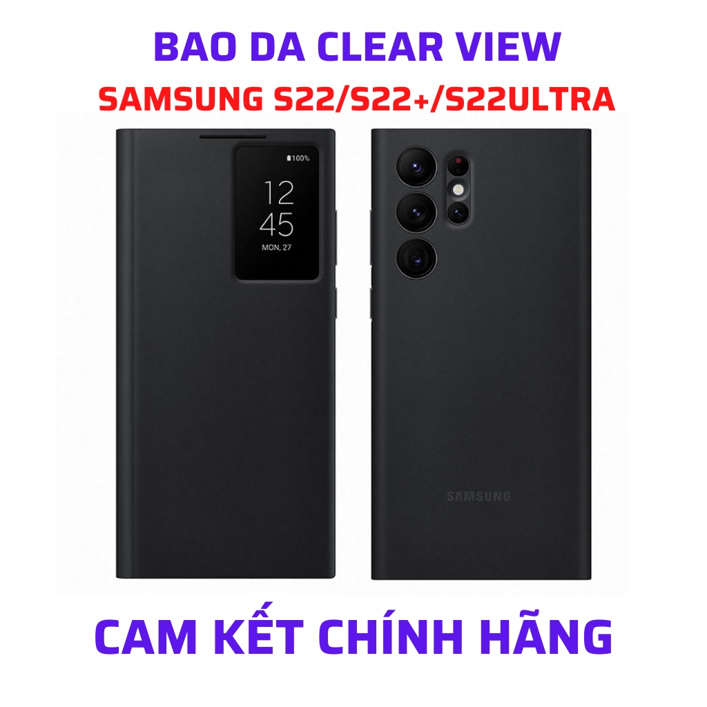 Bao Da Clear View Samsung S22, S22 Plus, S22 Ultra, Màn Hình Led Thông Báo, Chống Sốc, Chống Nước Chính Hãng