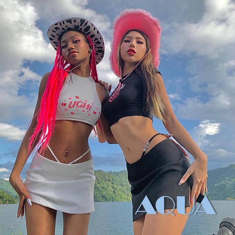 Chân Váy Chữ A Mini Y2K Màu Trơn Xẻ Tà Thời Trang Mùa Hè Cho Nữ