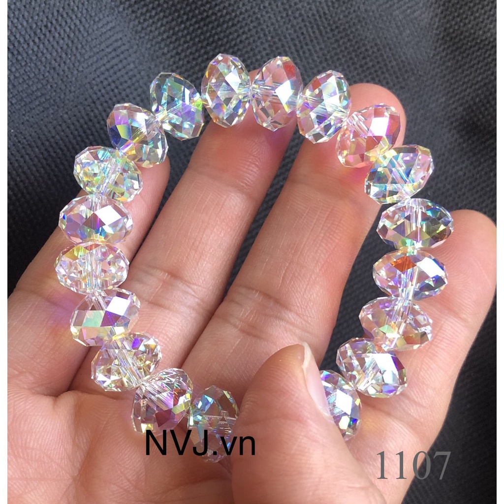 Vòng tay pha lê SWAROVSKI hạt bánh cam 4, 6, 8, 12ly tùy chọn  briolette 5040 001AB - trang sức NVJ, phaleAo