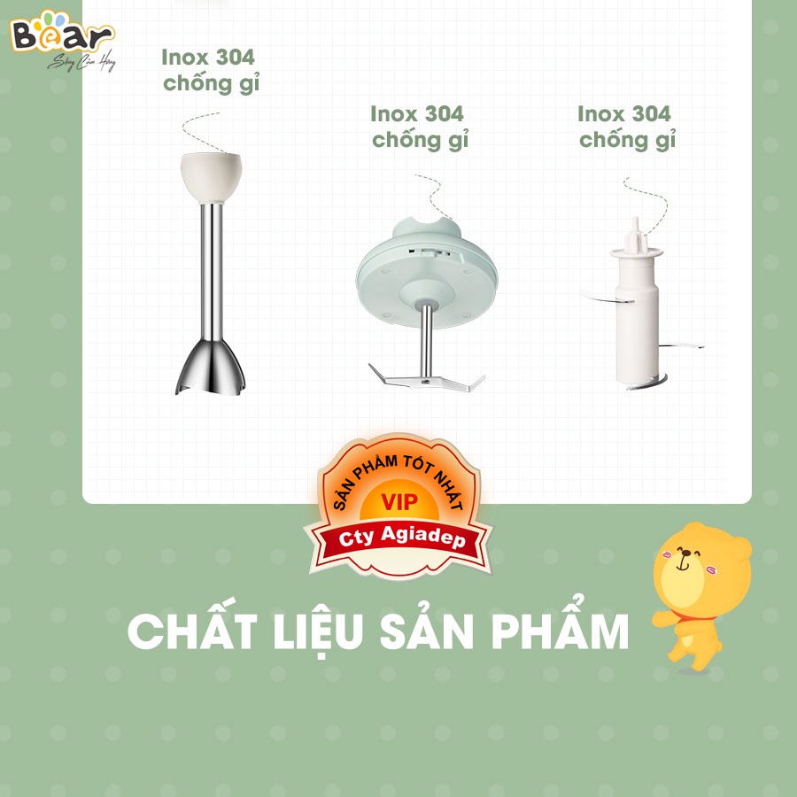 Bộ Máy Xay Bear Đa Năng Xay Ăn Dặm, Xay Cháo, Xay tỏi ớt, Đánh Trứng Cầm Tay Tiện Lợi Chính Hãng tại Agiadep