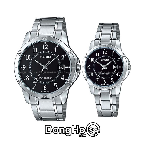 Đồng Hồ Cặp Đôi Casio MTP +LTP -V004D-1B Dây Kim Loại.