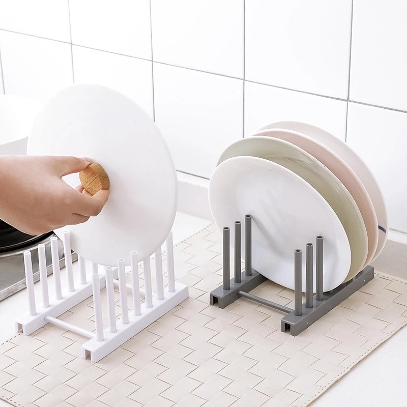 Giá Đỡ Dĩa/Nắp Nồi 8 Tầng Bằng Nhựa Có Thể Tháo Rời Cho Nhà Bếp