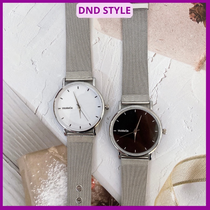 Đồng hồ nam dây kim loại Womage D478, đồng hồ nam thời trang lưới nhuyễn phong cách hàn quốc - DND Style