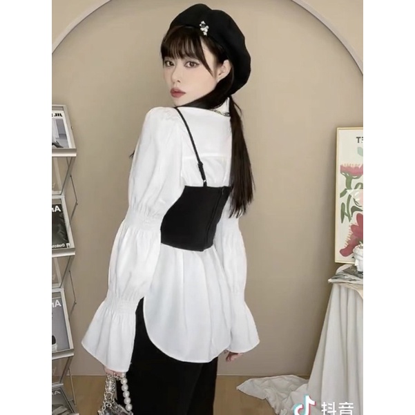 Set Áo sơ mi phối yếm và chân váy 6sstore