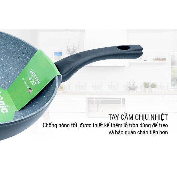 Chảo chống dính bếp từ loại sâu lòng có vân đá của IKONIC IK86 - Bảo hành 2 năm 1 đổi 1