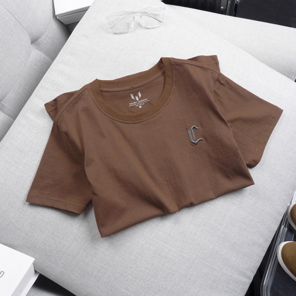 Áo thun nam cổ tròn Marc Jasson C, vải cotton co giãn, dày dặn, form regular fit THE BASIC