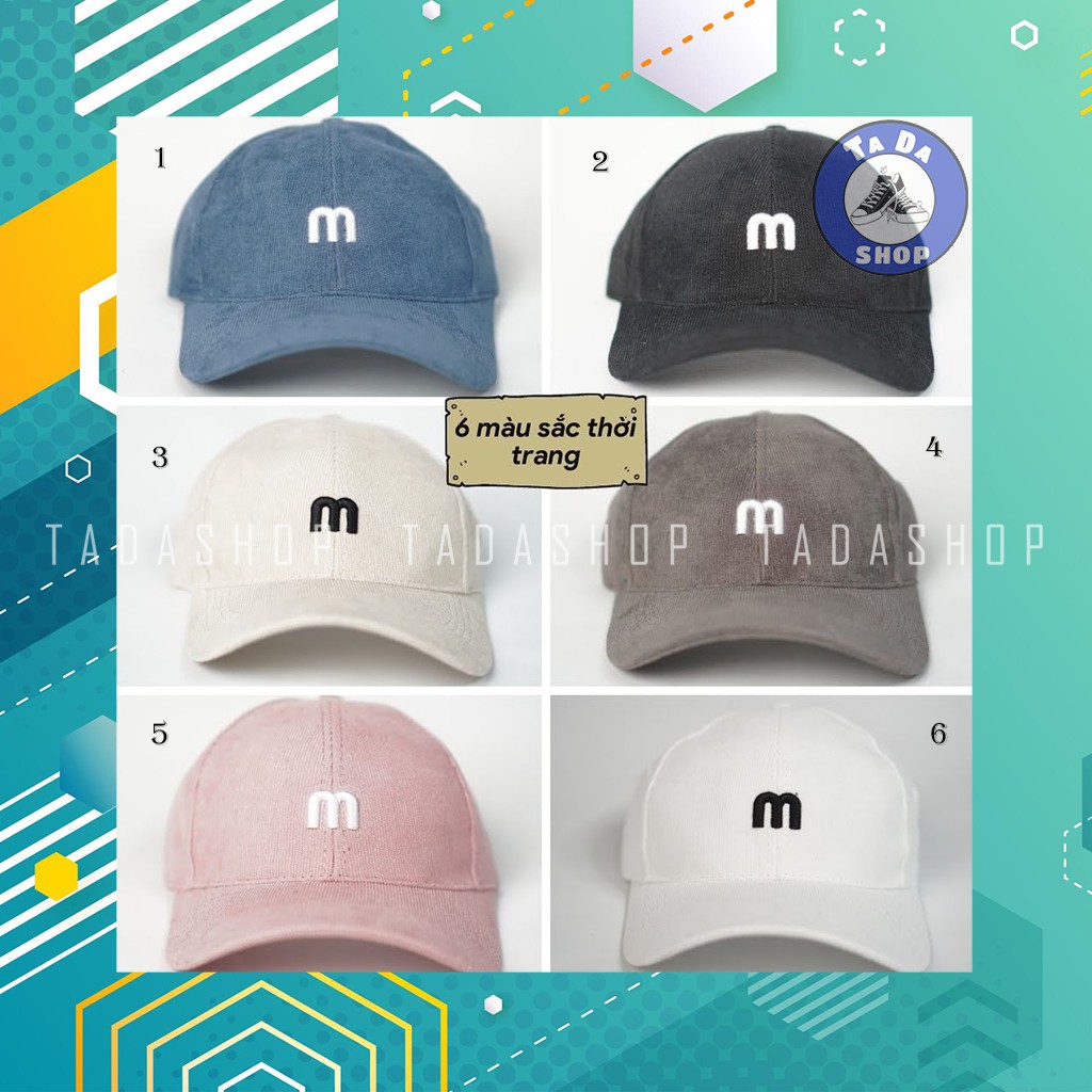 [Ảnh thật] Mũ lưỡi trai/Nón kết thêu chữ M phong cách Ulzzang form unisex nam nữ