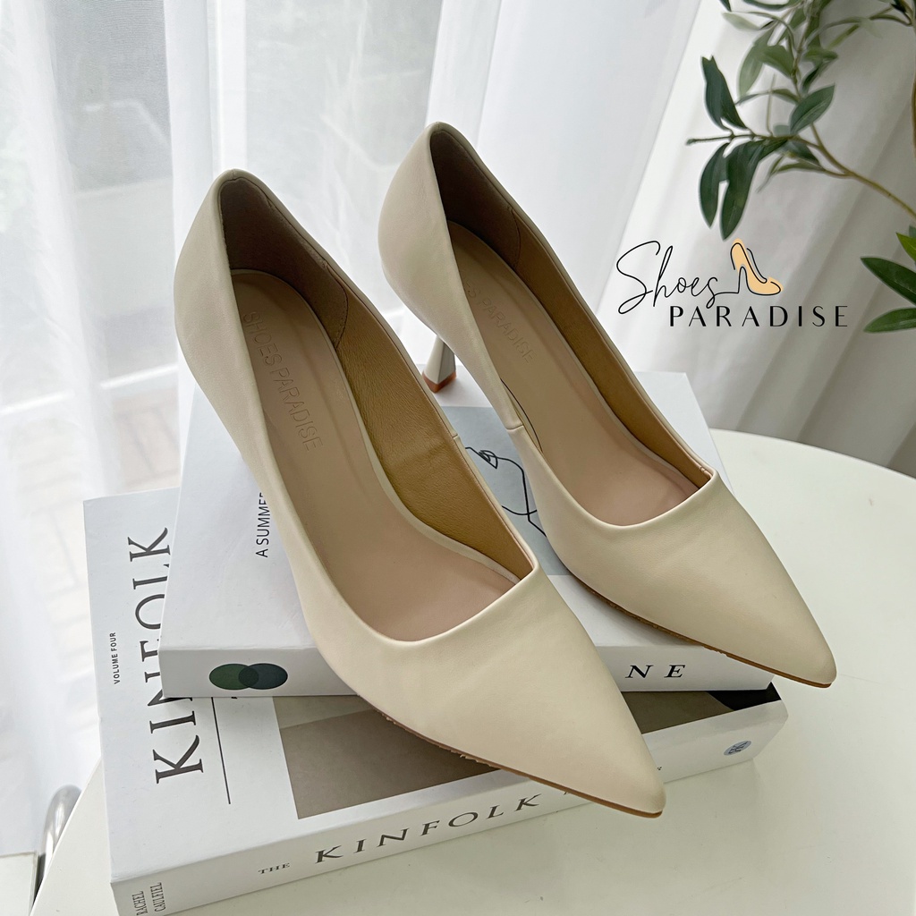 Giày cao gót nữ 7p bít mũi nhọn gót nhọn da công sở shoes paradise BBXK20