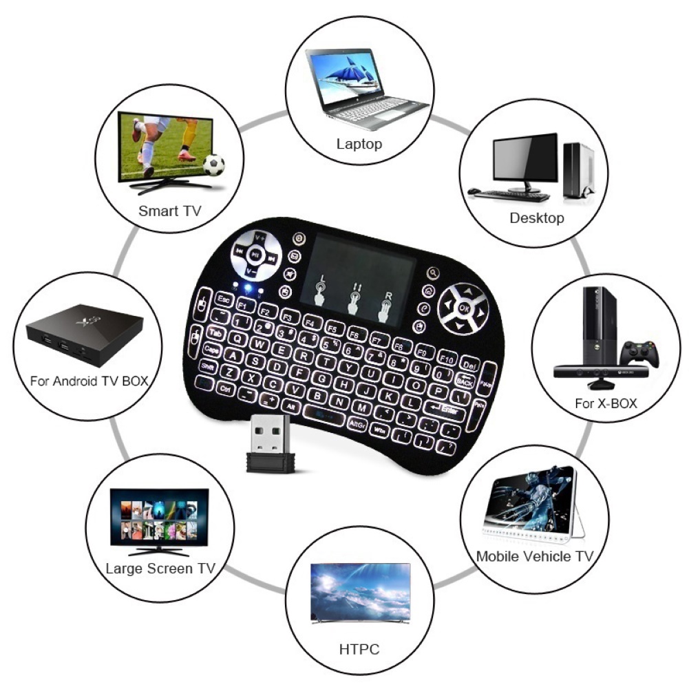 Bàn Phím Không Dây Mini 2.4GHz 3 Màu Có Thể Sạc Lại
